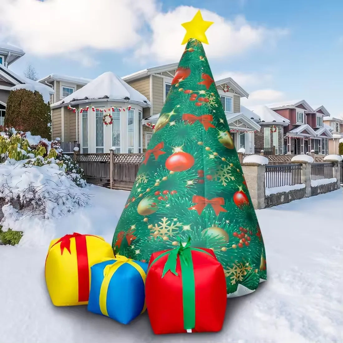 HKM-967635 7 Ft Inflatable Christmas Tree for Festive Holiday Decoration, Eco-Friendly PVC Material