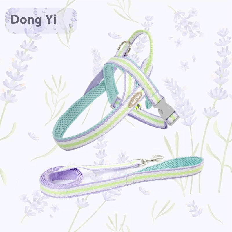 HKM-9676605 Portable Pet Harness with Hand Holding Rope - Available in Sea Salt Yellow, Fumigated Purple, Cream Powder, Coral Orange