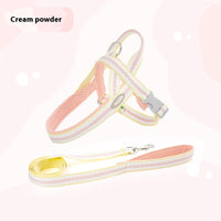 HKM-9676605 Portable Pet Harness with Hand Holding Rope - Available in Sea Salt Yellow, Fumigated Purple, Cream Powder, Coral Orange