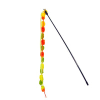 HKM-9678141 Rainbow Cotton Candy Cat Teaser with Lengthening Bar, Plush Tassel and Bell, Bite-Resistant Pet Toy