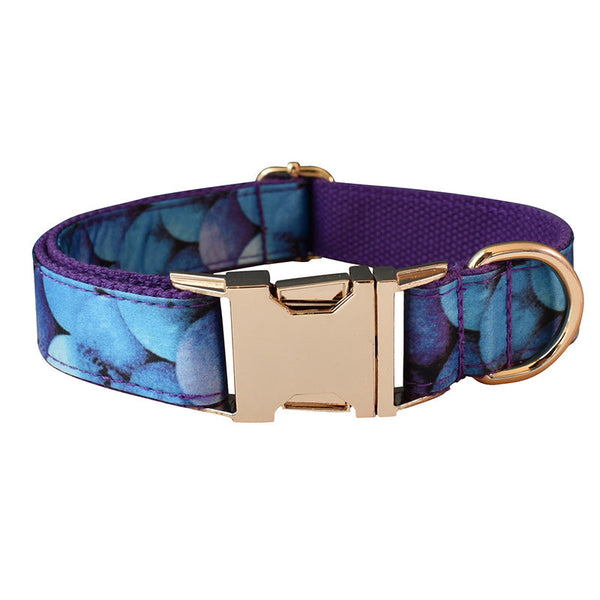 HKM-9679165 Purple Bowknot Dog Collar with Metal Buckle - Cotton, Adjustable Sizes S to XL