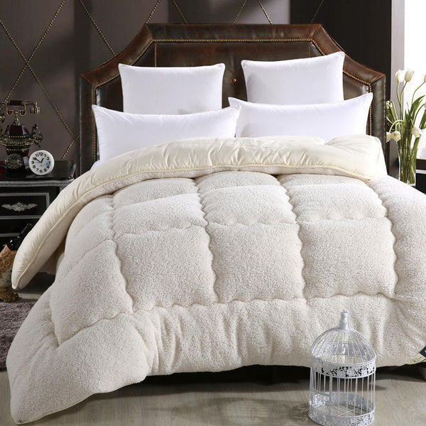 HKM-967955 Goose Down-Filled Cashmere Blanket in White, Beige, or Gray - Multiple Sizes Available