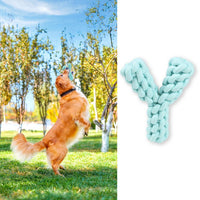 HKM-9680573 Durable Y-shaped Dog Toy for Dental Health and Exercise, Cotton Rope Chew Toy