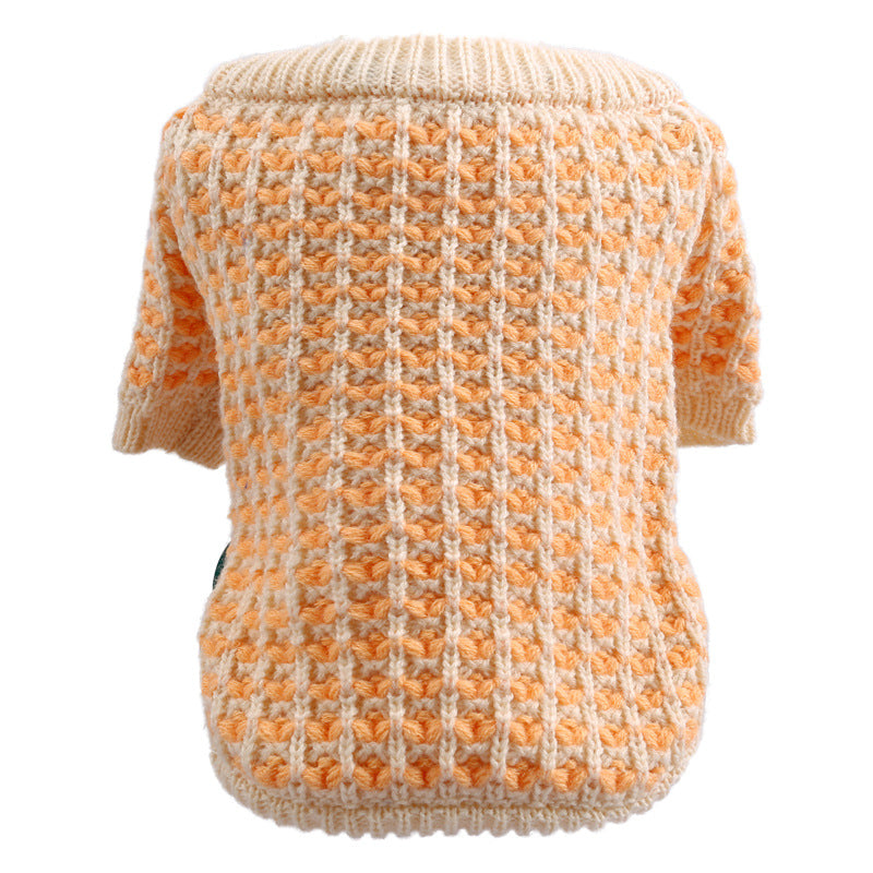 HKM-9681469 Cozy Orange Acrylic Dibi Bear Sweater for Pets - Sizes XS to XL