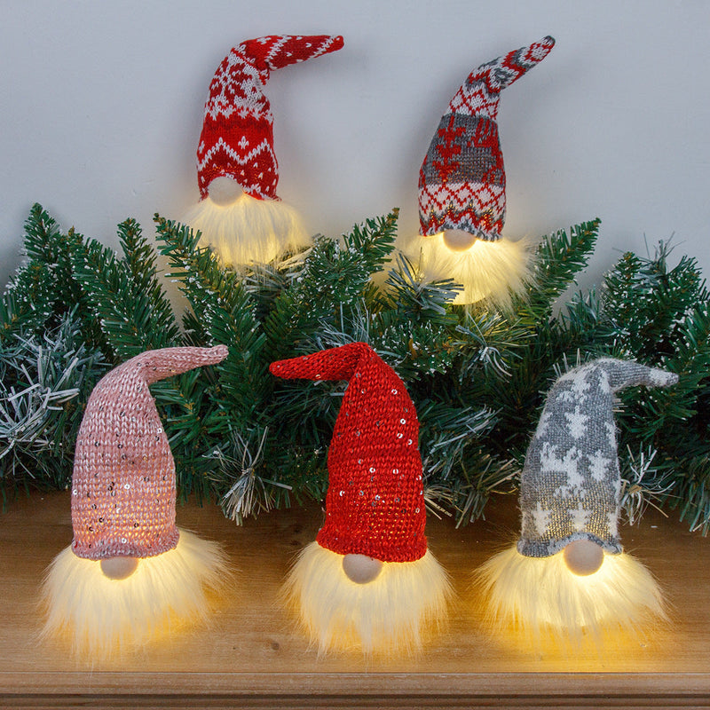 HKM-968147 Small Forest Night Lamp with Light – Faceless Doll Pendant in Red, Gray, and Pink