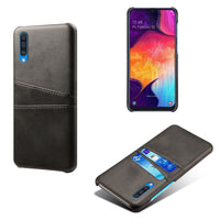 HKM-968275 Samsung Compatible Calf Leather Phone Case - Black Rear Cover for A50