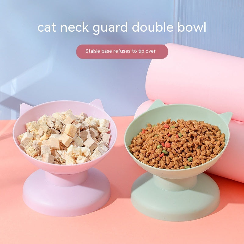 HKM-9683261 Elevated Double Pet Bowl for Cats and Dogs - Ergonomic Design, Various Colors