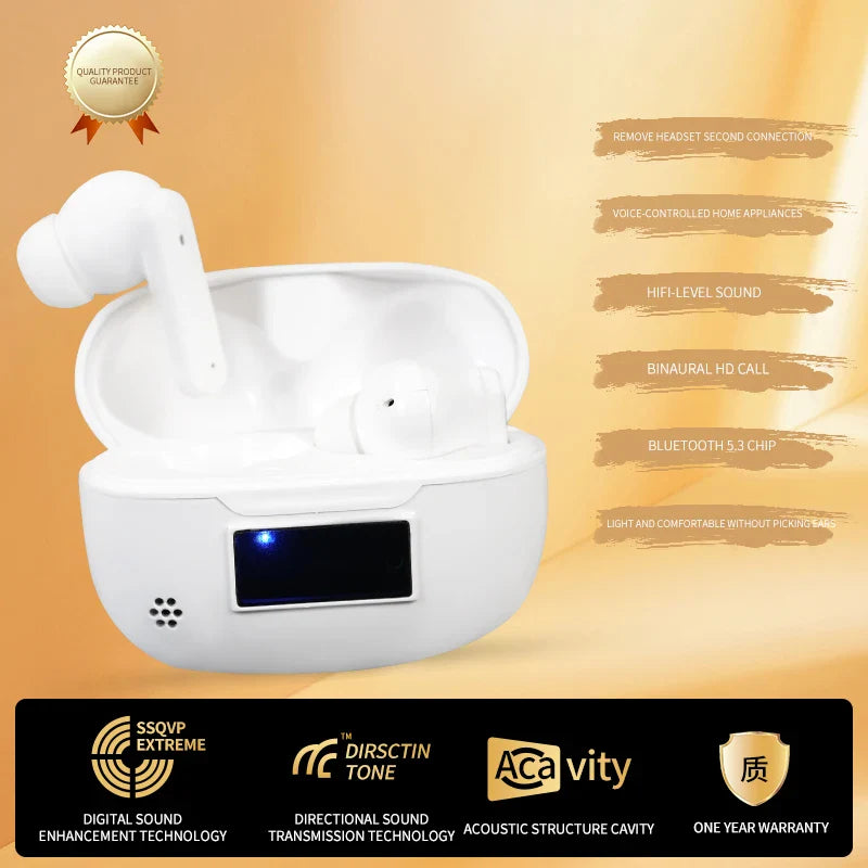 HKM-968339 AI-Driven TWS Bluetooth Headset with Voice Control and LED Display for Home Use