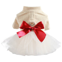 HKM-9683645 Beige Chest and Back Gauze Skirt for Dogs - Warm Pet Clothing in Milky White, Available in Multiple Sizes