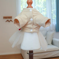 HKM-9683645 Beige Chest and Back Gauze Skirt for Dogs - Warm Pet Clothing in Milky White, Available in Multiple Sizes
