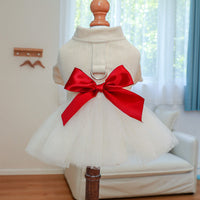 HKM-9683645 Beige Chest and Back Gauze Skirt for Dogs - Warm Pet Clothing in Milky White, Available in Multiple Sizes
