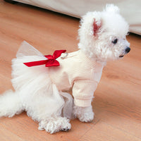 HKM-9683645 Beige Chest and Back Gauze Skirt for Dogs - Warm Pet Clothing in Milky White, Available in Multiple Sizes