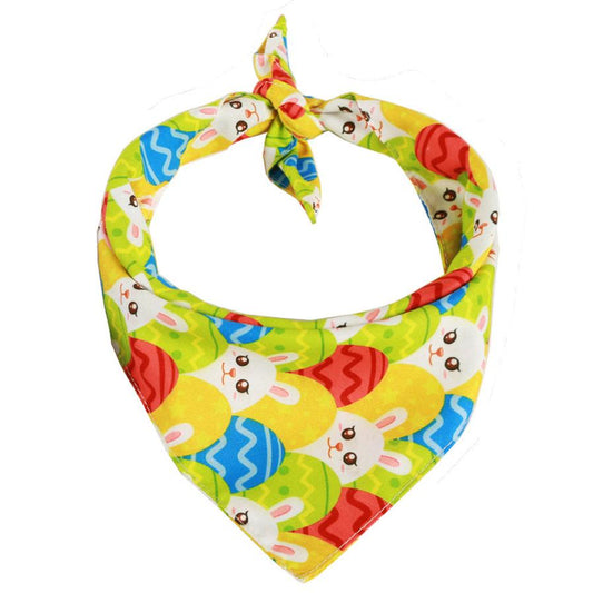 HKM-968403 Easter Bunny and Egg Scarf Pet Accessory for Dogs and Cats ¨C Multi-Pattern Saliva Towel
