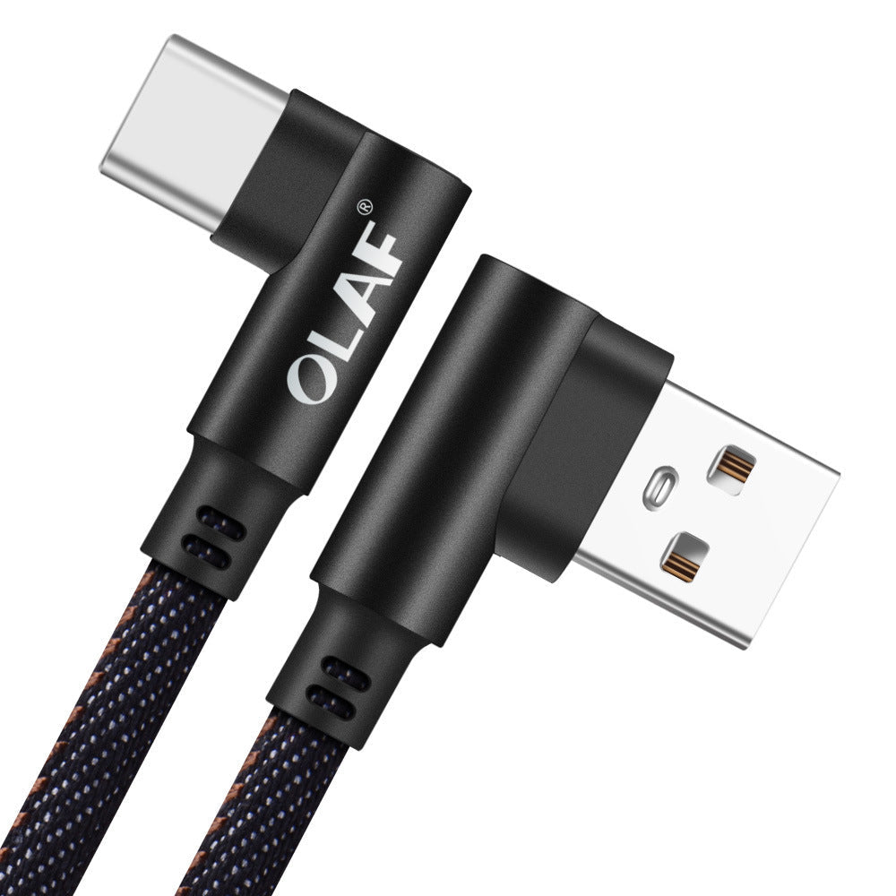 HKM-968403 Fast Charging USB Cable with Pure Copper Wire Core and Durable Denim Design