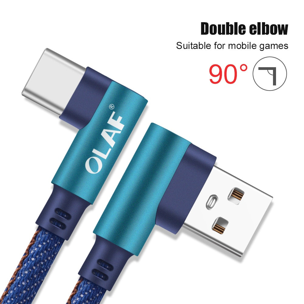 HKM-968403 Fast Charging USB Cable with Pure Copper Wire Core and Durable Denim Design