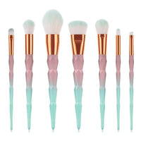 HKM-968403 Gradient Diamond 7-Piece Makeup Brush Set with Long Plastic Handles