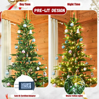 HKM-968787 7ft Pine Christmas Tree with Warm LED Lighting for Indoor Living Room Decoration