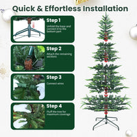 HKM-968787 7ft Pine Christmas Tree with Warm LED Lighting for Indoor Living Room Decoration