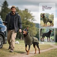HKM-9688509 Waterproof Dog Shell Jacket - Dual-Use Trench Coat for Large Pets - Fleece-Lined Options Available