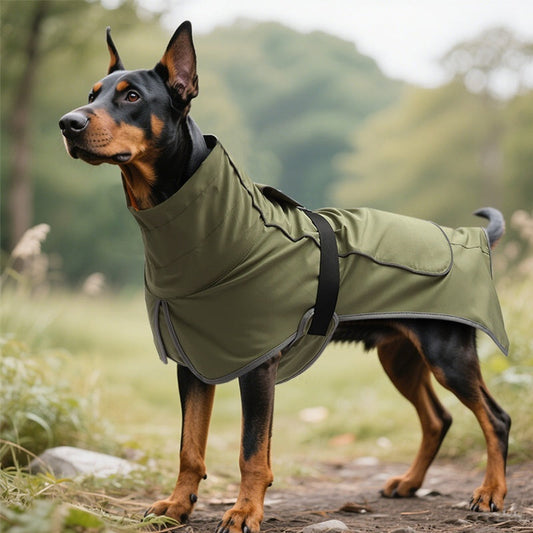 HKM-9688509 Waterproof Dog Shell Jacket - Dual-Use Trench Coat for Large Pets - Fleece-Lined Options Available