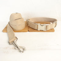 HKM-9688637 Nude Polyester Dog Collar and Traction Rope with Bow - Multiple Sizes Available