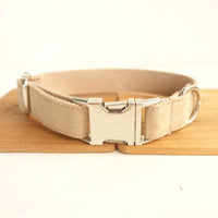 HKM-9688637 Nude Polyester Dog Collar and Traction Rope with Bow - Multiple Sizes Available