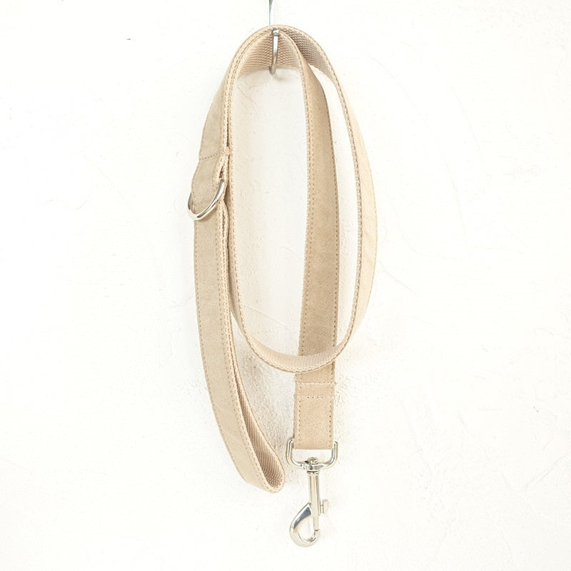HKM-9688637 Nude Polyester Dog Collar and Traction Rope with Bow - Multiple Sizes Available