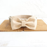 HKM-9688637 Nude Polyester Dog Collar and Traction Rope with Bow - Multiple Sizes Available