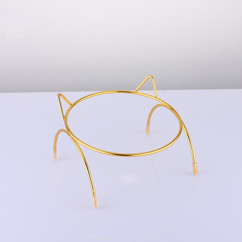 HKM-9689021 Transparent Glass Dog Bowl with Wrought Iron Stand - Easy to Clean, Single Bowl Design