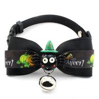 HKM-9690813 Halloween and Christmas Cat Neck Strap with Colorful Bowknot Decor