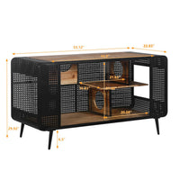 HKM-9692477 Spacious Cat House with Tempered Glass Doors and Modern Design for Indoor Use