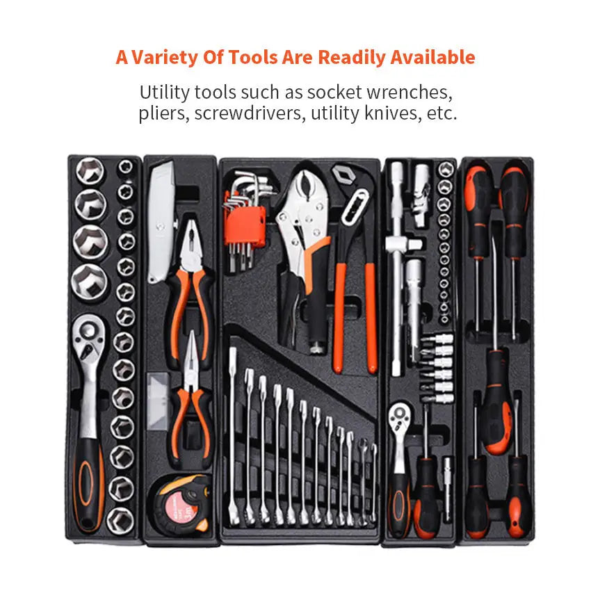 HKM-969363 85-Piece 20V Metal Hand Tool Set for Household and Automotive Repairs