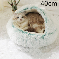 HKM-9694653 Plush Round Pet Bed for Dogs and Cats - Winter Warmth and Comfort in Multiple Sizes
