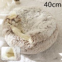 HKM-9694653 Plush Round Pet Bed for Dogs and Cats - Winter Warmth and Comfort in Multiple Sizes
