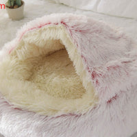 HKM-9694653 Plush Round Pet Bed for Dogs and Cats - Winter Warmth and Comfort in Multiple Sizes