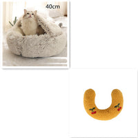 HKM-9694653 Plush Round Pet Bed for Dogs and Cats - Winter Warmth and Comfort in Multiple Sizes