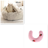 HKM-9694653 Plush Round Pet Bed for Dogs and Cats - Winter Warmth and Comfort in Multiple Sizes