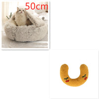 HKM-9694653 Plush Round Pet Bed for Dogs and Cats - Winter Warmth and Comfort in Multiple Sizes