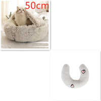 HKM-9694653 Plush Round Pet Bed for Dogs and Cats - Winter Warmth and Comfort in Multiple Sizes
