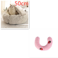 HKM-9694653 Plush Round Pet Bed for Dogs and Cats - Winter Warmth and Comfort in Multiple Sizes