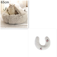 HKM-9694653 Plush Round Pet Bed for Dogs and Cats - Winter Warmth and Comfort in Multiple Sizes