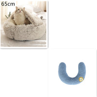 HKM-9694653 Plush Round Pet Bed for Dogs and Cats - Winter Warmth and Comfort in Multiple Sizes