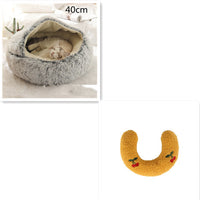 HKM-9694653 Plush Round Pet Bed for Dogs and Cats - Winter Warmth and Comfort in Multiple Sizes