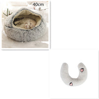 HKM-9694653 Plush Round Pet Bed for Dogs and Cats - Winter Warmth and Comfort in Multiple Sizes