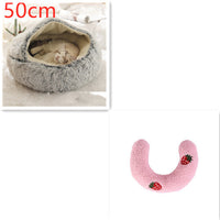 HKM-9694653 Plush Round Pet Bed for Dogs and Cats - Winter Warmth and Comfort in Multiple Sizes
