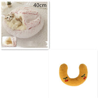 HKM-9694653 Plush Round Pet Bed for Dogs and Cats - Winter Warmth and Comfort in Multiple Sizes
