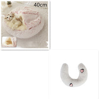 HKM-9694653 Plush Round Pet Bed for Dogs and Cats - Winter Warmth and Comfort in Multiple Sizes