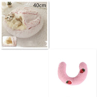 HKM-9694653 Plush Round Pet Bed for Dogs and Cats - Winter Warmth and Comfort in Multiple Sizes
