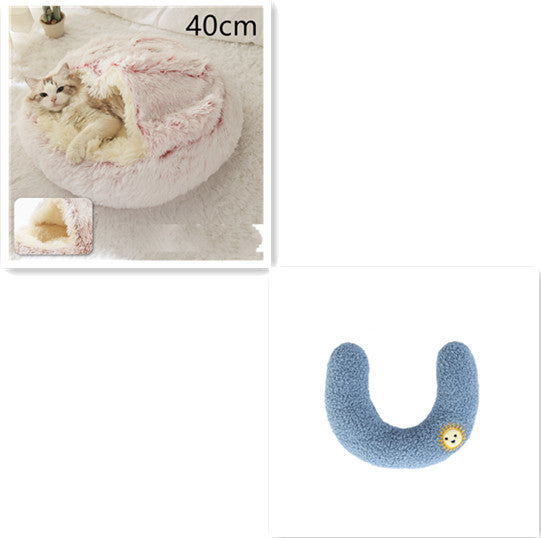 HKM-9694653 Plush Round Pet Bed for Dogs and Cats - Winter Warmth and Comfort in Multiple Sizes