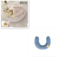 HKM-9694653 Plush Round Pet Bed for Dogs and Cats - Winter Warmth and Comfort in Multiple Sizes